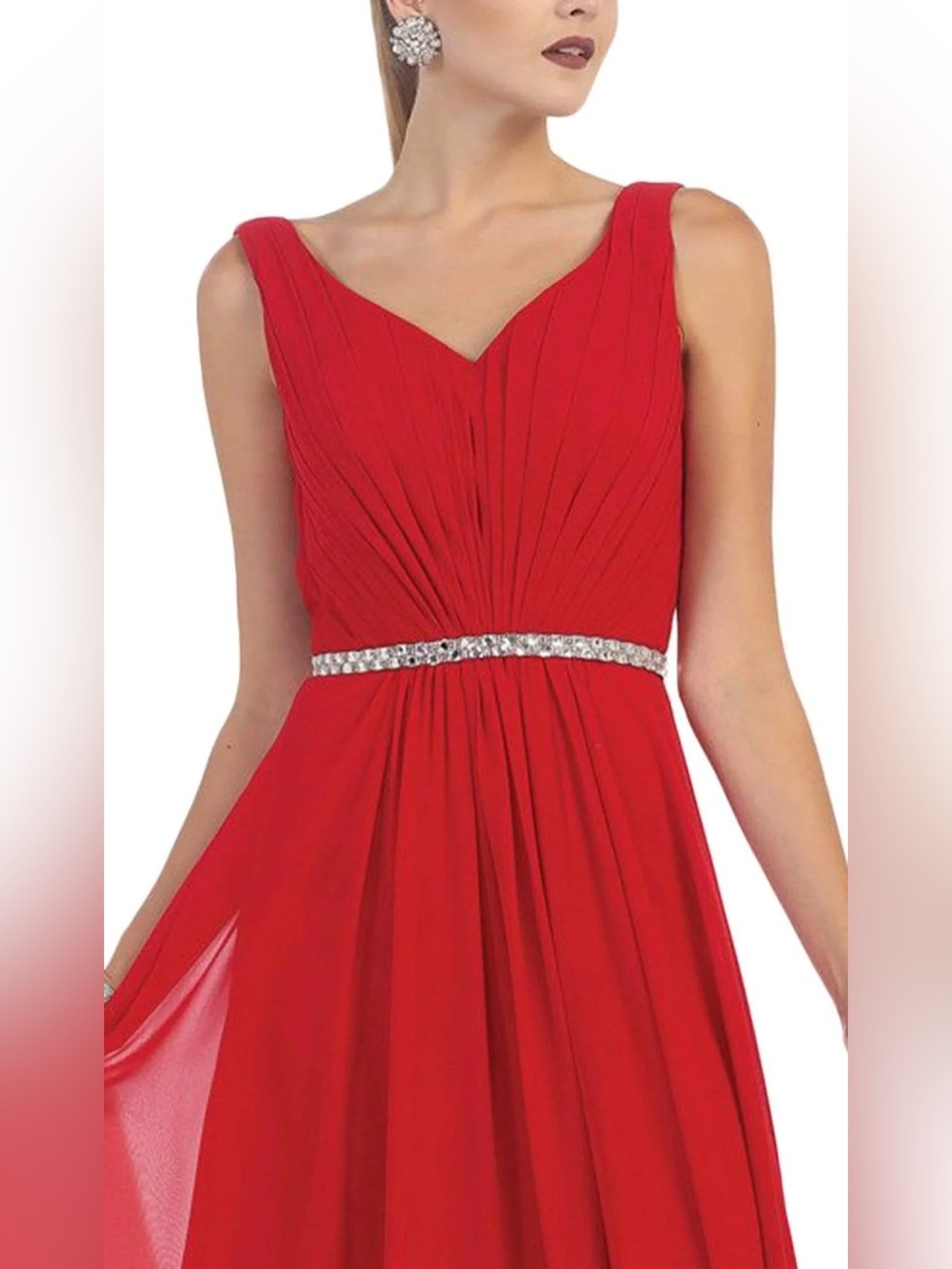 May Queen Red Maxi Evening Prom Dress, Size 6, Gently Used